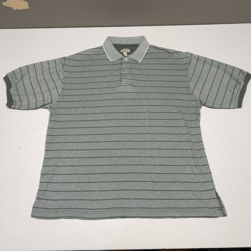 Vintage Bugle Boy Original Green Striped Polo Shirt Men's XL 90's 1990's